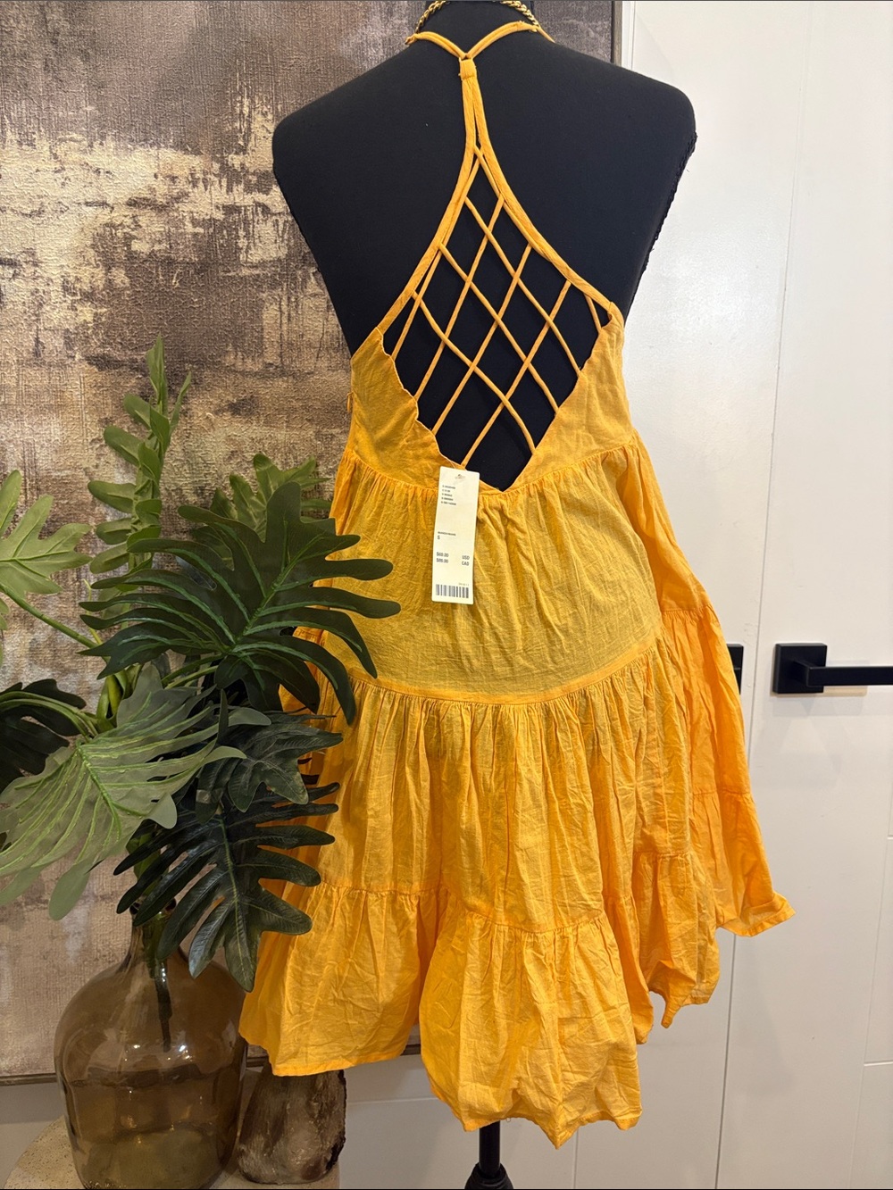 Urban Outfitters Sunny Yellow Tiered Mini Dress
